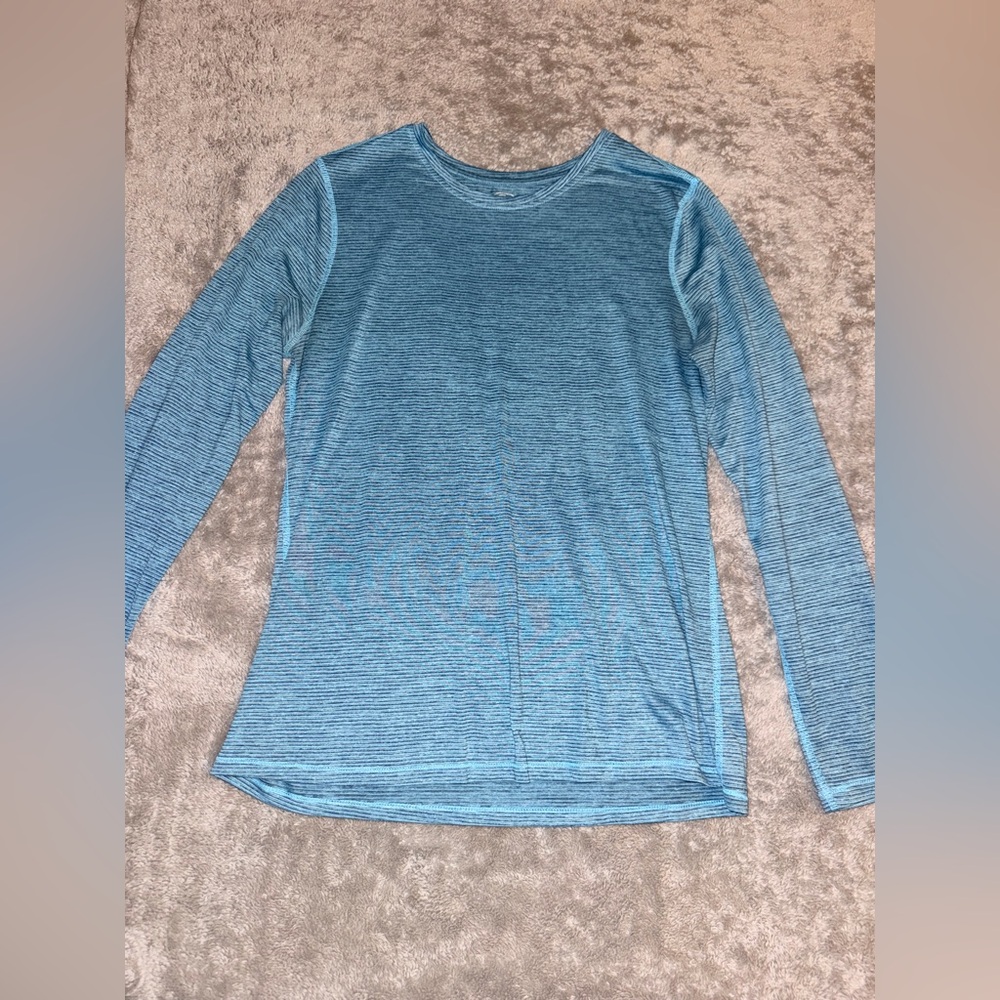 Blue Striped & Grey Striped Long Sleeve Athletic Shirts Bundle